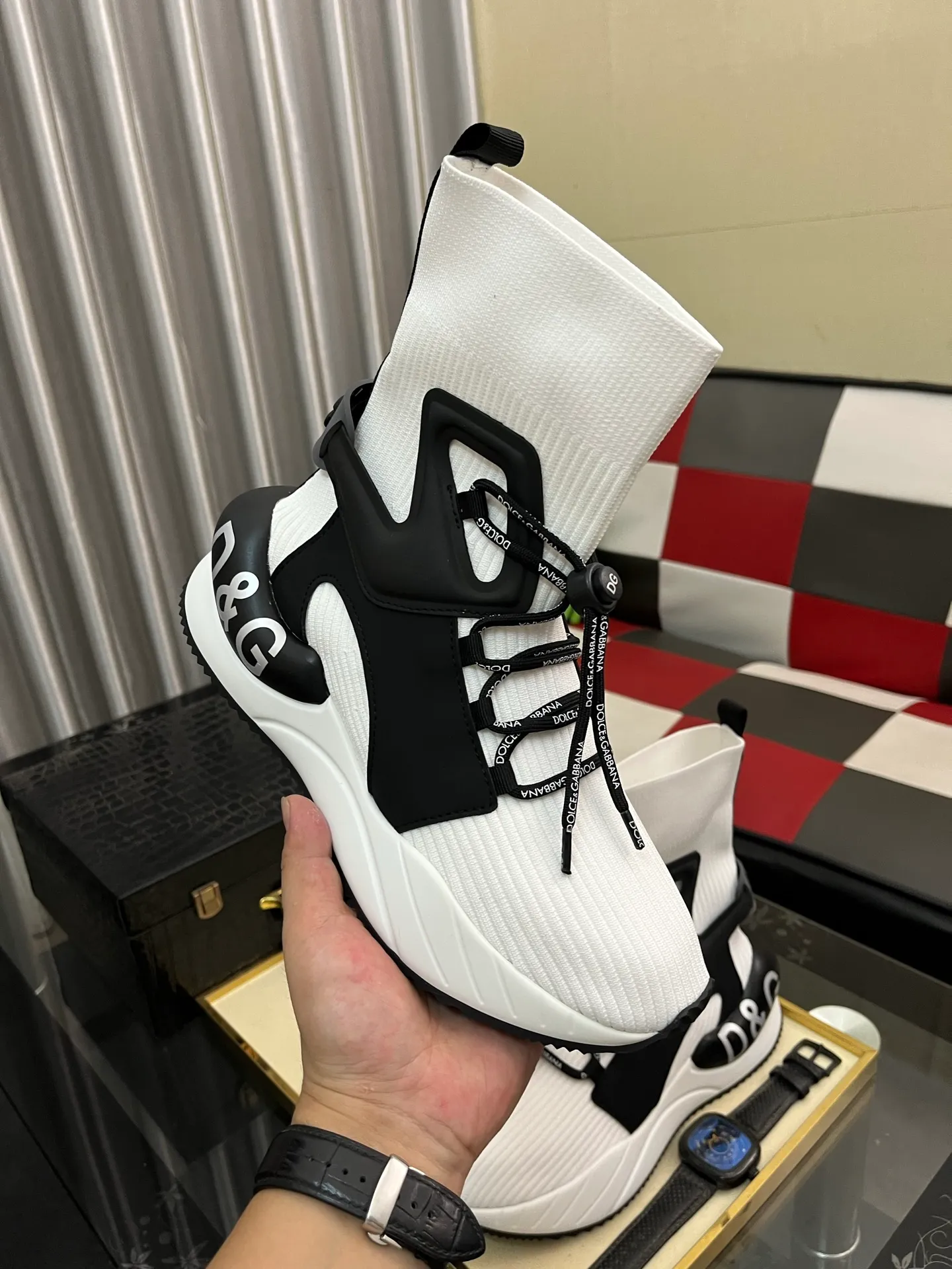Men's men's shoes💰420⌚️⌚️New DG Dolce & Gabbana high-end couple's sports and casual shoes, imported cowhide, multiple material splicing design➕Imported cowhide lining, cowhide feet➕original TPR elastic outsole. Size: 35-46
